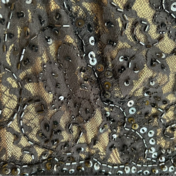 TADASHI Collection Vintage Black Lace Silk Shirred Cocktail Dress Size 4 - Picture 10 of 14